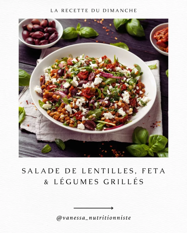 Que je l'aime cette recette ci!

Je vous la propose en consult à chaque fois que vous me demandez comment cuisiner les lentilles!

Ce sera aujourd'hui notre Recette Du Dimanche.

Préparée en une quinzaine de minutes, cette salade de lentilles aux légumes grillés et feta coche toutes les cases : simple, complète, économique et parfaite pour tenir toute la semaine au frais sans perdre en saveur. 

C'est mon incontournable du batch cooking!

💡 Côté nutrition :

Les lentilles apportent fibres et protéines végétales rassasiantes

La feta est une source de calcium et de protéines

Les légumes grillés regorgent de vitamines et d’antioxydants

Et l’huile d’olive apporte de bons gras protecteurs

Je vous invite à l’enregistrer pour vous constituer un véritable petit carnet de recettes et à la partager à tous ceux que vous aimez ❤️

______________________

▫️Vanessa Bedjaï-Haddad
▫️Ton alliée pour prendre soin de toi
▫️Approche Comportementale & Psycho Nutrition
▫️Auteure - Chroniqueuse
▫️Consultations Paris & Visio - RDV sur Doctolib.

#EquilibreVBH #VanessaNutritionniste #BienMangerSansCulpabilité #NutritionBienveillante #ApprocheComportementale #PsychoNutrition #EquilibreAlimentaire #HealthyFood